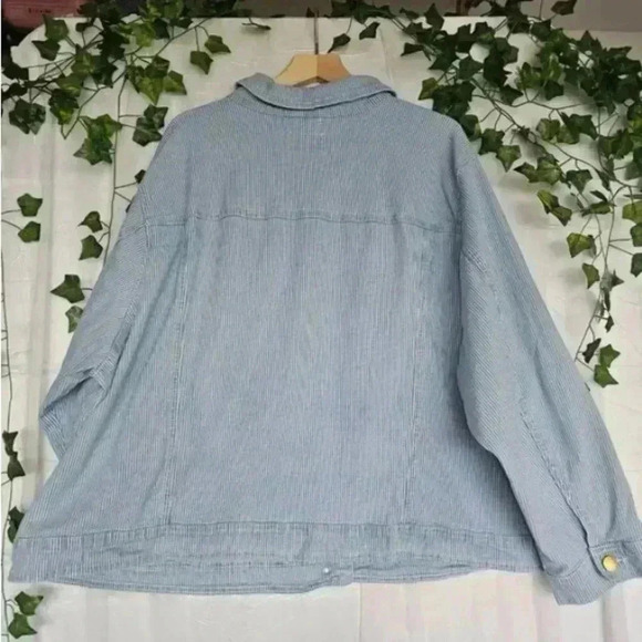 Universal Thread Blue and White Striped Denim Jacket - Picture 2 of 3